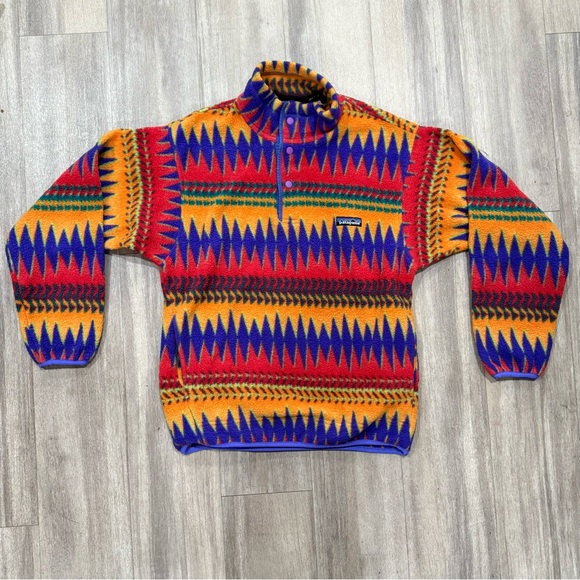VTG Patagonia Synchilla Minnehaha Laughing Waters Snap Fleece Mens XS Excellent - Picture 1 of 5